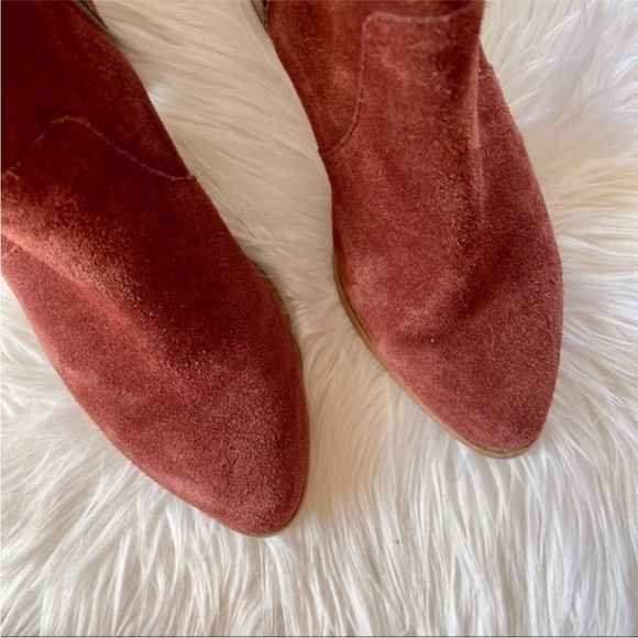 Sole Society Everleigh Burgundy Suede Leather Double Zip Casual Ankle Booties - Picture 5 of 8